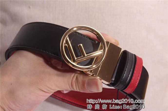 FENDI芬迪 雙面兩用皮帶 釘扣式帶扣 進口小牛皮 男士皮帶  xfp1199